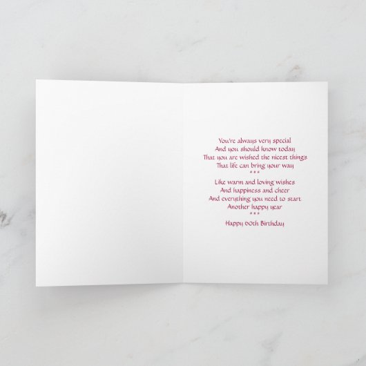 60誕生日ウィッシュカード – 無料のシーズとキャンドル カード (内部)