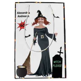 60誕生日ウィメンズニューおもしろいウィッチお願い ミディアムペーパーバッグ