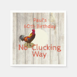 60誕生日ウッド素朴おもしろいチキン招待状 スタンダードカクテルナプキン