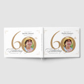 60誕生日エレガント金ゴールド白書写真 ゲストブック (全面)