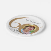 60誕生日エレガント金ゴールド白書写真 ペーパープレート (アングル)