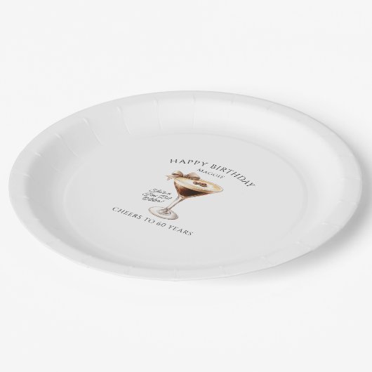 60誕生日カスタム紙プレートエスプレッソマルティーニ ペーパープレート (アングル)