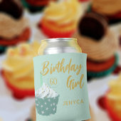 60誕生日ガールキュートカップケーキグリーンクーラーボックス 缶クーラー