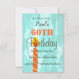 60誕生日キャンドルブルーオレンジパーティの招待状 招待状