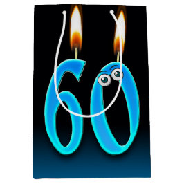 60誕生日キャンドルミディアム抱き枕 ミディアムペーパーバッグ