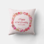 60誕生日ギフトピンクローズ渦巻形のハート クッション (裏面)