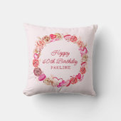 60誕生日ギフトピンクローズ渦巻形のハート クッション (正面)