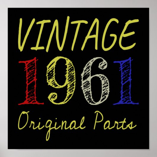 60誕生日ギフトヴィンテージ1961オリジナル部品 ポスター (正面)