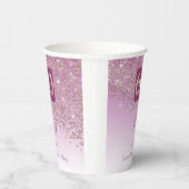 60誕生日クラスフォリングバラ金ゴールドグリッター 紙コップ (右)