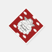 60誕生日クリスチャン天使の雲の赤 スタンダードカクテルナプキン (角)