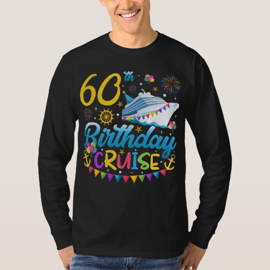 60誕生日クルーズBデイパーティーメンズ長袖 Tシャツ (正面)