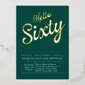 60誕生日グリーンゴールドフォイルハロー60招待状 箔招待状 (正面)