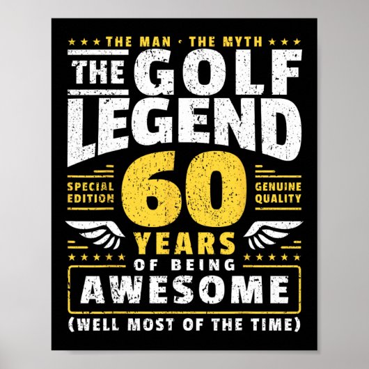 60誕生日ゴルフプレーヤー60歳ゴルファー ポスター (正面)