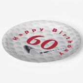 60誕生日ゴルフボールデザイン紙プレート ペーパープレート (アングル)