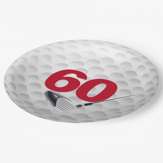 60誕生日ゴルフボールデザイン紙プレート ペーパープレート (アングル)