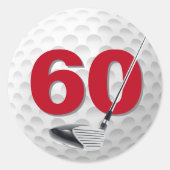 60誕生日ゴルフボールデザイン ラウンドシール (正面)