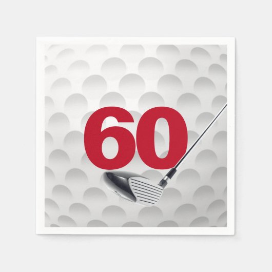 60誕生日ゴルフボール スタンダードカクテルナプキン (正面)