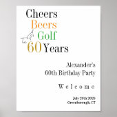 60誕生日ゴルフ応援ビーズウェルカムミニマル ポスター (正面)