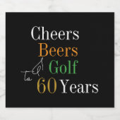 60誕生日ゴルフ応援ビーズブラック金ゴールドパーティー ビールラベル (シングルラベル)