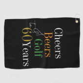 60誕生日ゴルフ応援&ビアーズブラック金ゴールド ゴルフタオル (横)