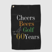 60誕生日ゴルフ応援&ビアーズブラック金ゴールド ゴルフタオル (正面)