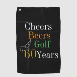 60誕生日ゴルフ応援&ビアーズブラック金ゴールド ゴルフタオル