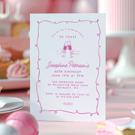 60誕生日サプライズパーティーお洒落ドードル 招待状