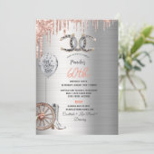 60誕生日シルバー女性のカーボーイブーツホースシューズバラ 招待状 (スタンド正面)