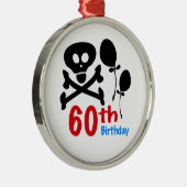 60誕生日スカルCrossbones メタルオーナメント (右)
