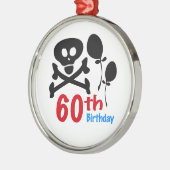 60誕生日スカルCrossbones メタルオーナメント (左)