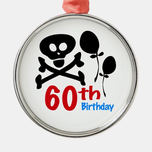 60誕生日スカルCrossbones メタルオーナメント (正面)