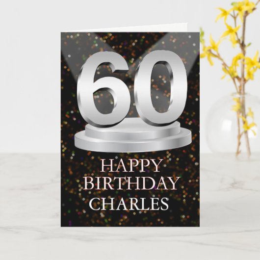 60誕生日スポットライト名刺追加 カード (黄色い花)