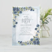 60誕生日ダスティブルーウォーターフローラ 招待状 (スタンド正面)