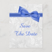 60誕生日ダマスクフェイクと弓の日付を保存 案内ポストカード (正面)