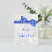 60誕生日ダマスクフェイクと弓の日付を保存 案内ポストカード (スタンド正面)