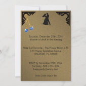 60誕生日ダンスパーティーブルーハート宝石&ダマスク 招待状 (裏面)