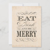 60誕生日ディナーパーティー食べドリンクとビーメリーブ 招待状 (正面)