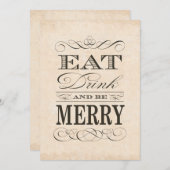 60誕生日ディナーパーティー食べドリンクとビーメリーブ 招待状 (正面/裏面)