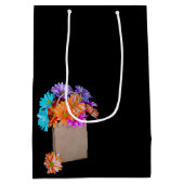 60誕生日デイジーブーケイン紙バッグ ミディアムペーパーバッグ (裏面)