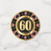 60誕生日トランプのポーカーチップ – バラ金ゴールド コンフェッティ (スモール正面)