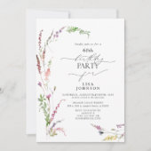 60誕生日トレンディーエレガントワイルドフラワーフローラ 招待状 (正面)