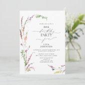 60誕生日トレンディーエレガントワイルドフラワーフローラ 招待状 (スタンド正面)