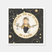 60誕生日トーストブラック金ゴールドおもしろいfor Her スタンダードカクテルナプキン (正面)