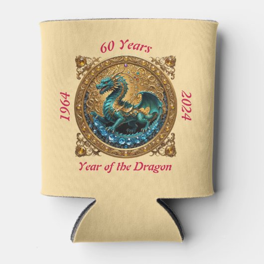 60誕生日ドラゴンの年中国の〔占星術の〕十二宮図 缶クーラー (正面)