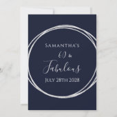 60誕生日ネイビーシルバー誕生日 招待状 (裏面)