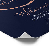 60誕生日ネイビーバラ金ゴールドパーティー歓迎 ポスター (角)