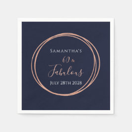 60誕生日ネイビーバラ金ゴールドパーティー スタンダードカクテルナプキン
