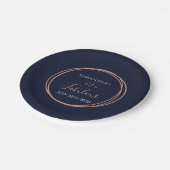 60誕生日ネイビーバラ金ゴールドパーティー ペーパープレート (アングル)