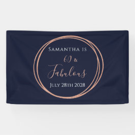 60誕生日ネイビーバラ金ゴールドパーティー 横断幕