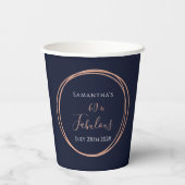 60誕生日ネイビーバラ金ゴールドパーティー 紙コップ (裏面)